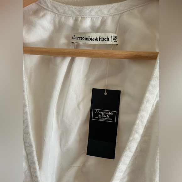 Abercrombie & Fitch Linen Blend Cream White Tie Front Crop Top XXS NWT - Picture 9 of 10